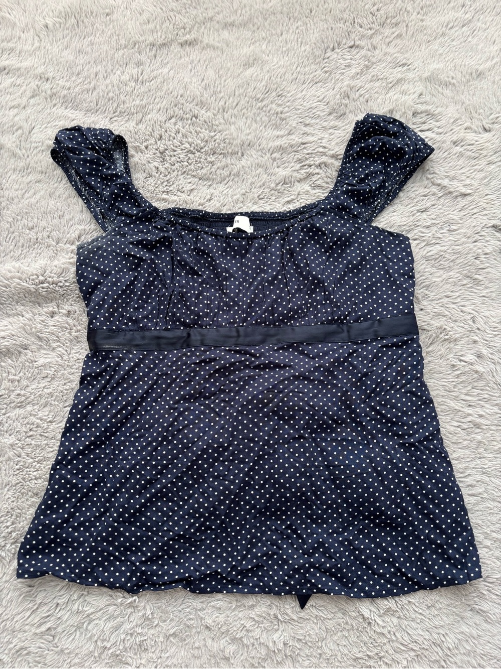 Hollister Navy Polka Dot Cap-Sleeve Blouse
